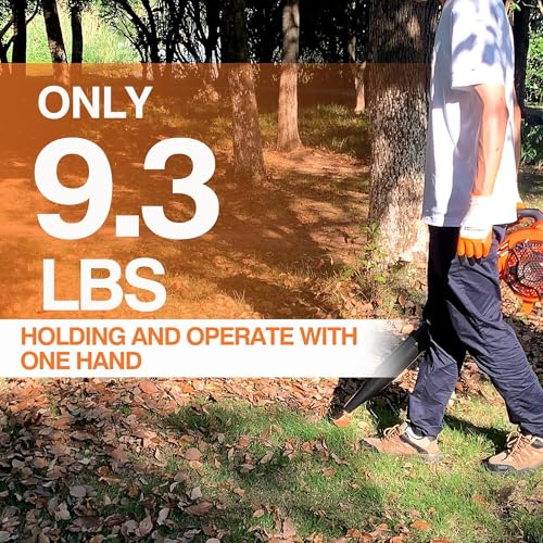 PROYAMA 26CC 2 Cycle Gas Leaf Blower, 2 in 1 Nozzle Handheld Powerful Blower, 412CFM 200MPH Lightweight Powerful Leaf Blower with Cruise Control for Lawn Care Snow Removal, Blowing Debris Leaves Dust