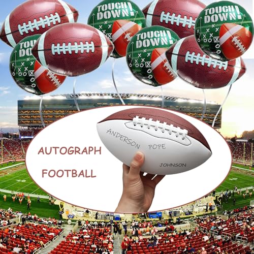 EaciTown Full Size 12 Inch Autograph American Football with 2 White Panels Customized Trophy for Rugby Game Graduation Signing