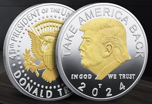 iksya 10 Pack President Coin 2024 - Protective Case Included Gold Plated Coin, Collectible Gift(Gold)