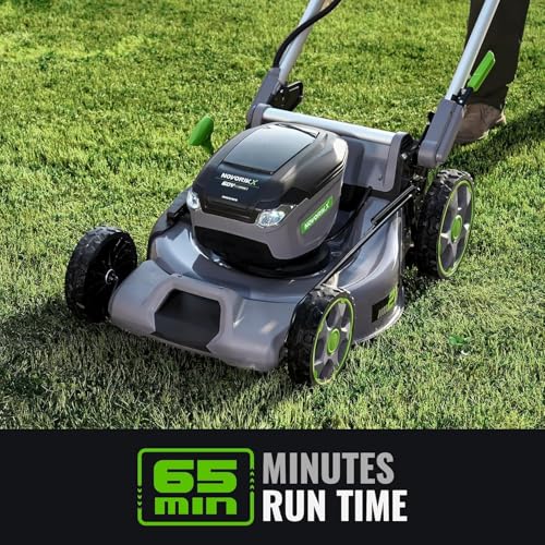 NovorikX 60V Self-Propelled Lawn Mower 21-Inch, Brushless Cordless Mower for Large Yards, Electric with LED Headlight, 2X5.0Ah Battery & Rapid Charger