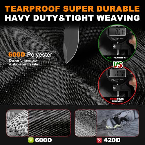 Outdoor Zero-Turn Mower Cover Waterproof,Heavy Duty 600D Tearproof Anti-UV, Universal Fit Riding Lawn Tractor Covers Up to 60" Decks,All Season Using, Windproof Nylon Buckle,79"Lx46"Wx55"H-Premium