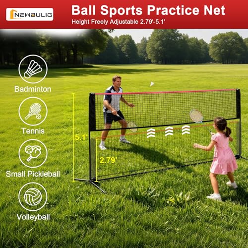 NEWBULIG Portable Badminton Net Set, 10FT/14FT/17FT Wide, Adjustable Height Multi Sport Net for Pickleball, Tennis, Volleyball, Soccer Tennis, Indoor Outdoor with Carry Bag, Easy Setup for Backyard