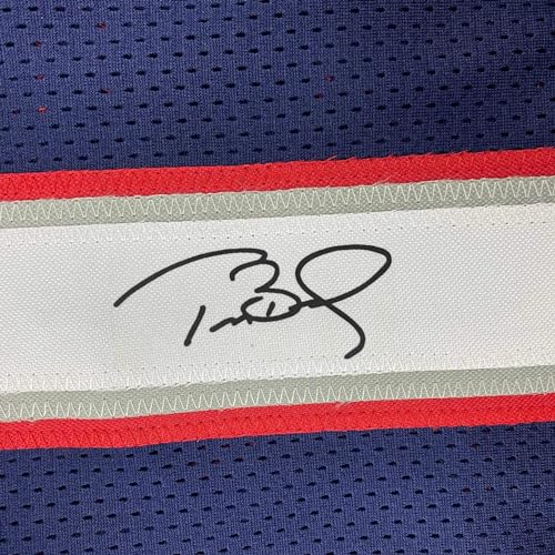 Facsimile Autographed Tom Brady New England Blue Reprint Laser Auto Football Jersey Size Men's XL