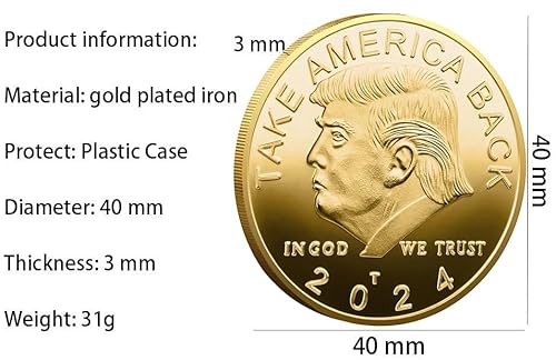 iksya 10 Pack President Coin 2024 - Protective Case Included Gold Plated Coin, Collectible Gift(Gold)