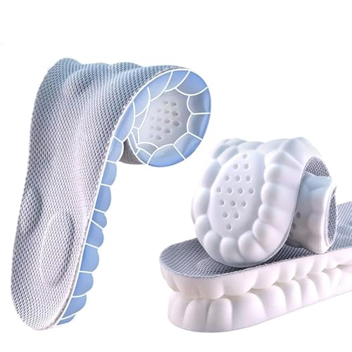 Insoles for Women Man,Cloud Soles for Men Women,4D Cloud Soles for Men,Anti Fatigue, Shock Absorption, Foot Pain Relief (Gray, S)