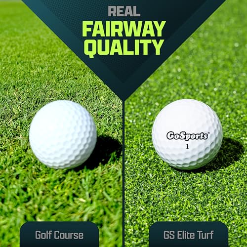 GoSports Golf Hitting Mat - Elite 5 x 4 ft - 15 mm Artificial Turf Training Mat for Indoor/Outdoor Swing Practice, Includes 3 Rubber Tees