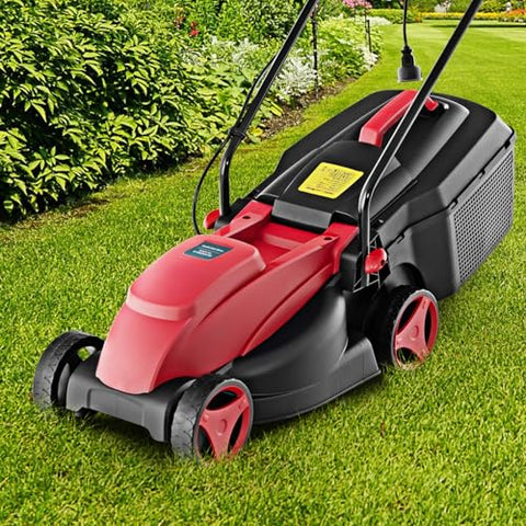 Toolsempire Electric Lawn Mower, 13" Corded Lawnmower with 10 Amp Copper Motor, 6.6-Gallon Grass Collection Box & 3-Position Heights, Push Lawn Mower Electric De-Thatcher for Garden & Farmyard (Red)