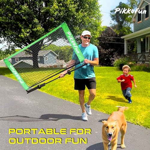 PIKKOFUN Mini Pickleball Net (5 FT Wide), Small Portable Dink Practice Net for Indoor & Outdoor, 60-Second Tool-Free Setup, Carry Bag Included, Pickleball Gifts for Women & Men, Green Net
