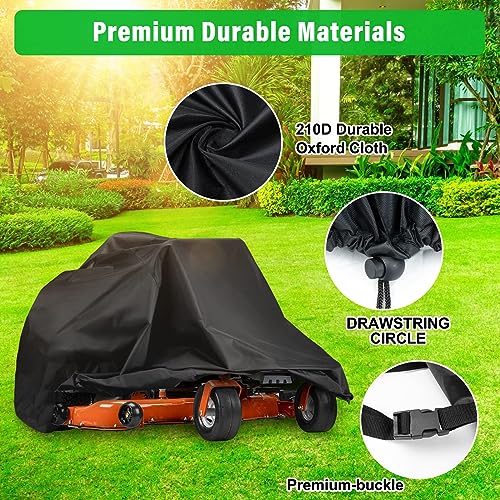 Zero Turn Mower Cover, 210D Universal Fit Lawn Mower Covers, Waterproof, UV, Dust and Wind-Resistant for Outdoor Protection