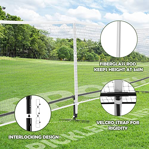 DULCE DOM Pickleball Nets Portable with Court Marking Kit Outdoor, 22 FT Pickleball Net USAPA Regulation Size, Pickle Ball Game Net System with Carrying Bag for Driveway Backyards