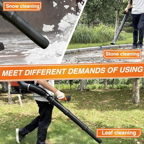 PROYAMA 72CC Gas Backpack Leaf Blower, 2-Cycle 880CFM 275MPH Gas Powered Engine, 2 in 1 Nozzle Low Vibration and Ergonomic Design with Cruise Control for Outdoor GardenYard Cleaning and Snow Removal