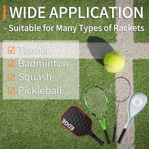 COIDEA Tennis Racket Grip Tape, 6 Pack Precut Anti Slip Tennis Grip Tape, Super Absorbent Dry Feel Tennis Grips Overgrip for Tennis, Pickleball, Black