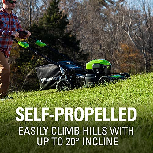 Greenworks 40V 21" Brushless Cordless (Self-Propelled) Lawn Mower (75+ Compatible Tools), 5.0Ah Battery and Charger Included