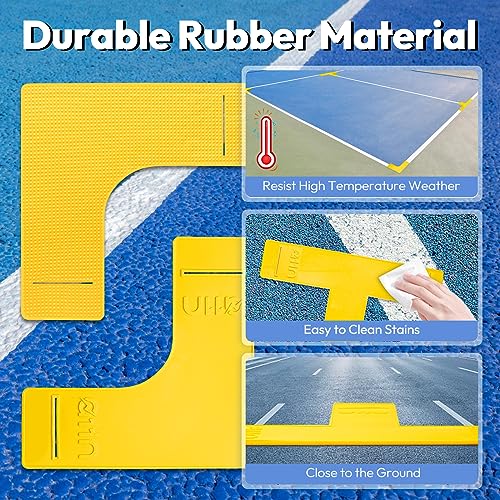 A11N Pickleball Court Marking Kit - Throw Down Markers with Tape Measure, Chalk and Carrying Bag, Yellow