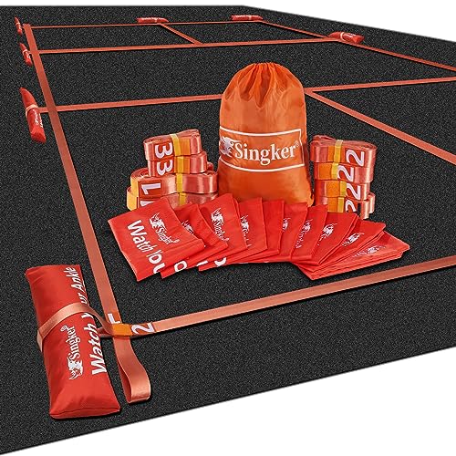 Singker PortablePickleball Court Marking Kit,Innovative, 10 Zippered sandbags Keep thewind from Messing Around,Temporary Pickleball Boundary Lines, 8 Nylon webbings, Net Not Included