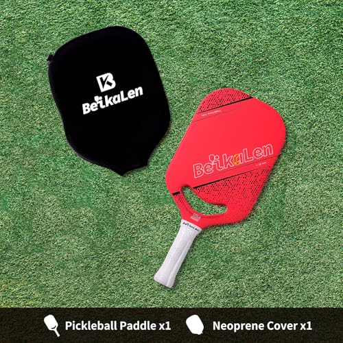 BKL BeikaLen USAPA Carbon Fiber Pickleball Paddle | T700 Carbon Friction Surface Pickleball Paddle | 20mm Honeycomb Core | The Pickle Ball Paddle Designed for Unmatched Control and Added Power RedN