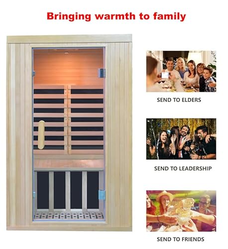 Kang Share Home Infrared Sauna 2 Person Sauna Wooden Canadian Hemlock 1650W Low Emf Graphene Carbon Plate Heater Indoor Saunas Spa 41.7 * 32 * 66 inches