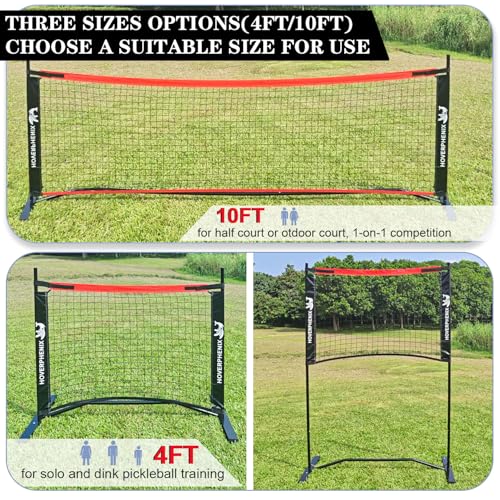 10FT Mini Pickleball Net, 4FT Adjustable Height Dink Training Rebounder Net with Paddles Set of 2, Pickleballs and Carry Bag for Outdoor Indoor Driveway Game, Easy Setup