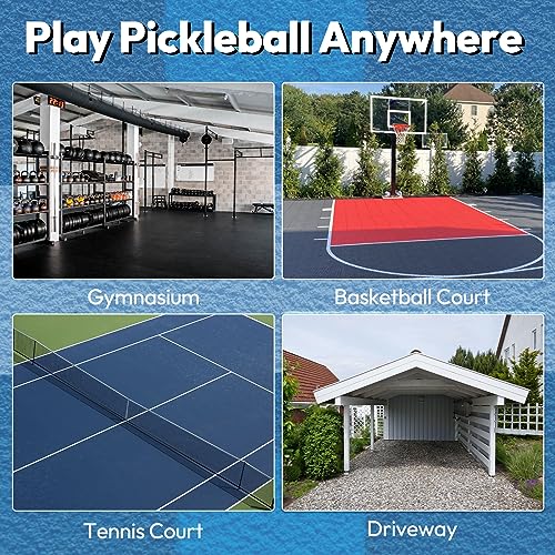 A11N Pickleball Court Marking Kit - Throw Down Markers with Tape Measure, Chalk and Carrying Bag, Yellow