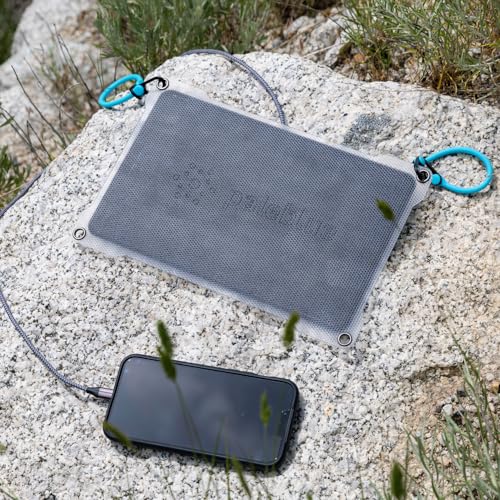 Paleblue Approach 1 Portable Solar Panel Charger – 7W Single Panel Foldable Solar Phone Charger with Dual USB Ports, Grip Cords & Stash Sleeve for Hiking, Camping, Backpacking & Off-Grid Power