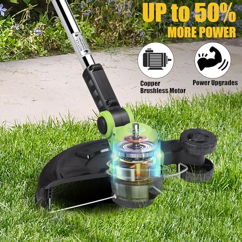 Cordless Weed Wacker Electric Weed Eater 12" 20V String Trimmer Battery Operated with 8 Pcs Spool Trimmer Lines and 1 Spool Cap 2.0Ah Batteries Fast Charger