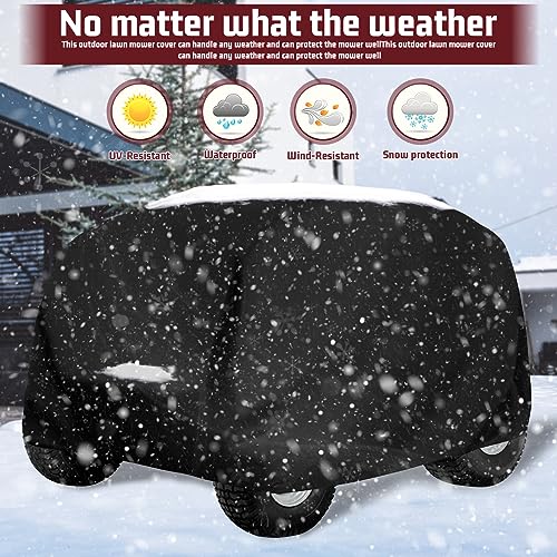 Riding Lawn Mower Cover - Riding Lawn Tractor Cover Outdoor Waterproof Heavy Duty 420D Anti-UV, Universal Fit Lawnmower Tractor Covers Up to 54" Decks, All Season Using, Lawnmower Covers for Outdoor