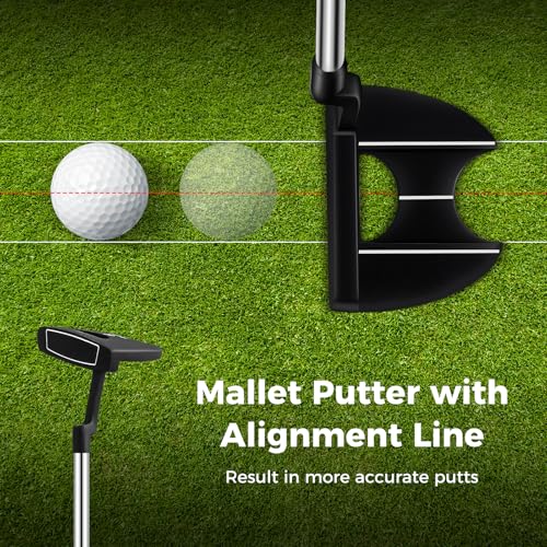 ULTIMATE Left Handed Golf Clubs for Men, 10pcs Men's Complete Golf Club Set Includes 460cc #1 Driver, #3 Fairway Wood, #4 Hybrid, #6/#7/#8/#9/#P Irons, Putter (Grey)
