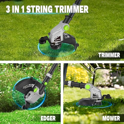 Cordless String Trimmer and Leaf Blower Combo with 2.0Ah Battery & Fast Charger, Ultra-Lightweight Blower 400CFM/130MPH and 12" Auto-Feed Weed Eater for Seniors/Women, Garden Lawn Care