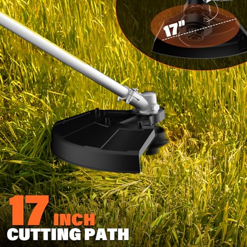 MAXLANDER 26cc Gas Weed Wacker, 2-in-1 Multi Tools, String Trimmer 17-Inch with 10-Inch Brush Cutter, Use 2 Cycle Air-Cooled Engine with Rubber Handle & Shoulder Strap Included, for Mowing Lawns