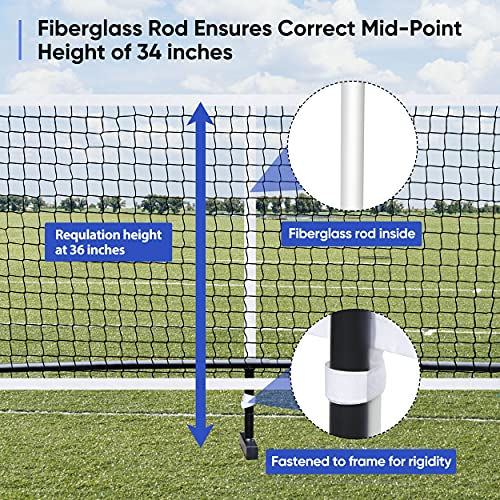 ZENY Portable Pickleball Net Set System with Metal Frame and 22FT Regulation Size Pickball Net with Carry Bag for Backyard, Driveways, Outdoor Game