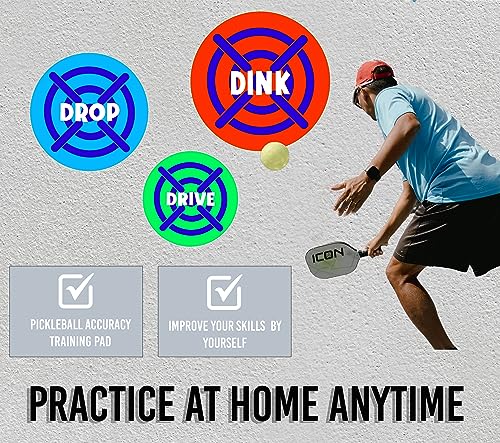 M EXPLORE MOJA Pickleball Rebounder Training: Adhesive Targets for Pickleball - Transform Any Wall Into A Court - Improve Your Game - Set of 3 Removable Vinyl Targets