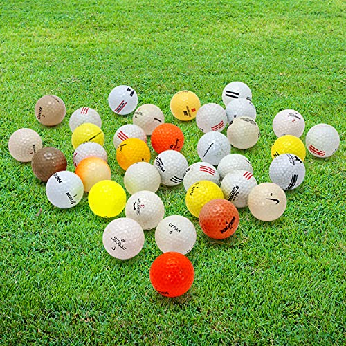 50 Recycled Golf Balls for Men - Hit-Away Bulk Used Golf Balls - Ideal for Practice & Range Sessions - Mixed Variety Shag Balls in Mesh Carry Bag