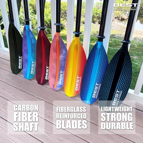 Best Marine and Outdoors Kayak Paddle, Carbon Fiber Shaft & Fiberglass Reinforced Polypropylene Blades, 220cm, 234cm, 250cm, Lightweight Kayak Paddles for Adults (Black, 220 CM)