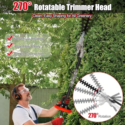 6-in-1 Gas Weed Wacker with Hedge Trimmer, 52CC 2-Stroke String Trimmer/Weed Trimmer/Brush Cutter/Edger, Weed Eater Gas Powered with Extension Pole – Weed Trimmer for Lawn & Garden Care, Orange