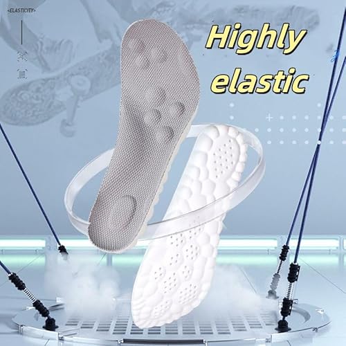 Insoles for Women Man,Cloud Soles for Men Women,4D Cloud Soles for Men,Anti Fatigue, Shock Absorption, Foot Pain Relief (Gray, S)