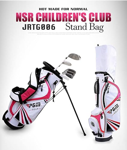 PGM Junior Golf Club Complete Set Includes Driver, Hybrid, 7, 9, Wedge Irons, Putter, Stand Bag Right Handed for Children Kids 6-8, 6 Pieces Youth Golf Clubs with 2 Headcovers for Boys & Girls