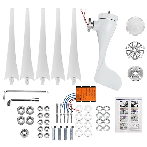 FLTXNY POWER 800W Wind Turbine 5 Blades 12V / 24V / 48V with MPPT Charge Controller for Home Boat Farm (24, Volts)