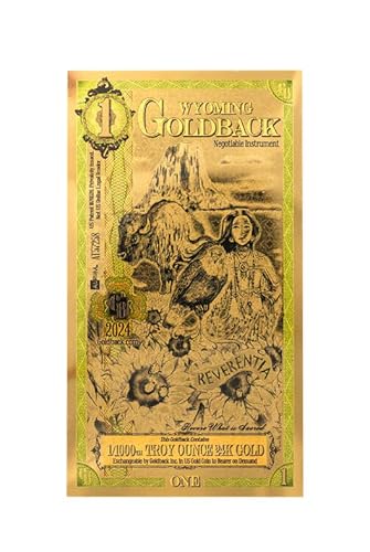 Wisemen Trading Wyoming 1 Goldback (1GB) | Reverentia (Reverence) | 1/1000th of a Troy oz Collectible 24K Gold Art Note (1 Pack)