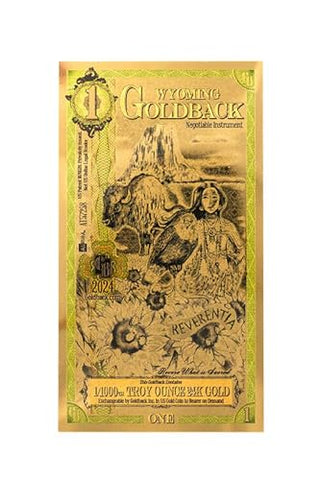Wisemen Trading Wyoming 1 Goldback (1GB) | Reverentia (Reverence) | 1/1000th of a Troy oz Collectible 24K Gold Art Note (1 Pack)