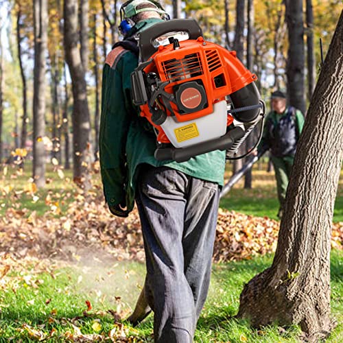 Backpack Gas Powered Leaf Blower, 52CC 550CFM 3HP 2 Stroke Grass Lawn Blower Air Cooling Gasoline Backpack Grass Blower with Air-Cooled, Snow Blower for Outdoor (550CFM 52CC)