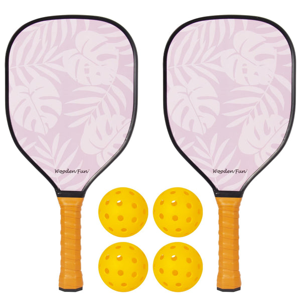Pickleball Paddles Set of 2, USAPA Approved Sports Set with 4 Pickleball Balls, Gifts for Men Women Beginners (Pink)