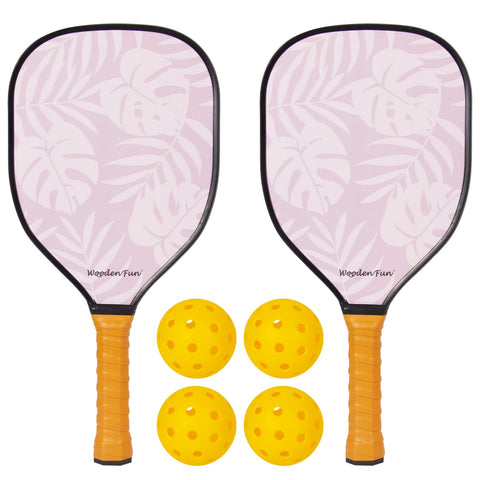 Pickleball Paddles Set of 2, USAPA Approved Sports Set with 4 Pickleball Balls, Gifts for Men Women Beginners (Pink)