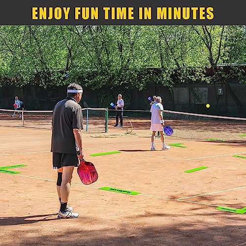 SunNordic Pickleball Court Marker Kit, Official Size Pickleball Court Lines Set with Drawstring Bag, Create Your Own Pickleball Court for Driveway, Backyard, Park & Lawn