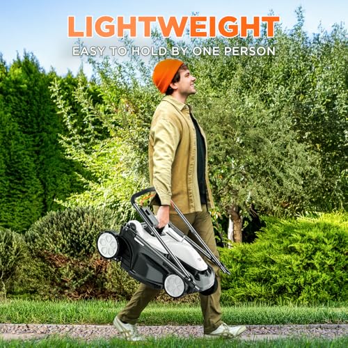 Litheli 40V (2 x 20V) 16" Electric Lawn Mower Cordless, Brushless Lawnmower with 6-Height Adjust, Portable & Lightweight Push Battery Powered Lawn Mower (2 * 4.0AH Batteries Included)