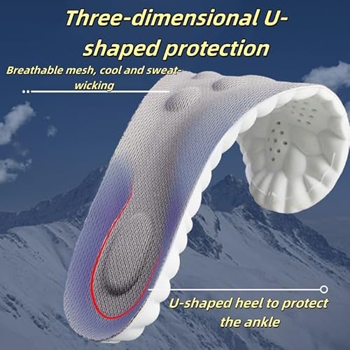 Insoles for Women Man,Cloud Soles for Men Women,4D Cloud Soles for Men,Anti Fatigue, Shock Absorption, Foot Pain Relief (Gray, S)