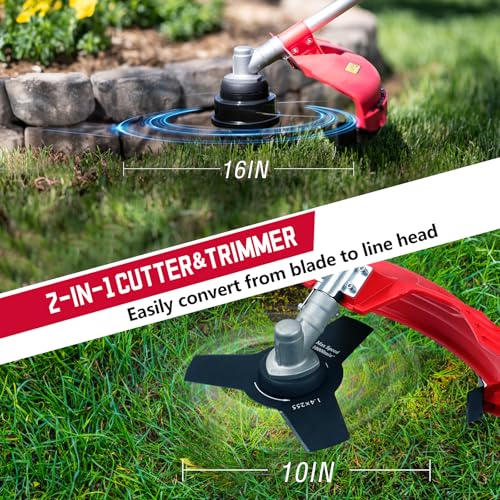 AMERISUN 25.4cc Weed Wacker Gas, 3-in-1 String Trimmer/Edger 16-Inch, 10-Inch Brush Cutter for Garden Edging & Lawn Care（AM4532）