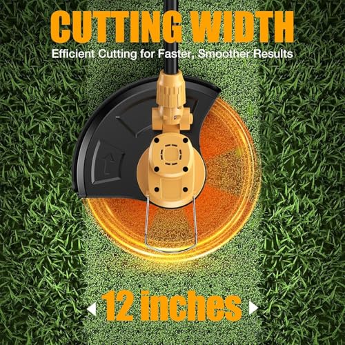Weed Eater for Dewalt 20V Battery, 600W 2 in 1 Cordless String Trimmer & Weed Wacker,12 Inch Brushless Grass Trimmer with 3-Tooth Blade, Saw Disc for Lawn, Yard and Bush Trimming (No Battery)