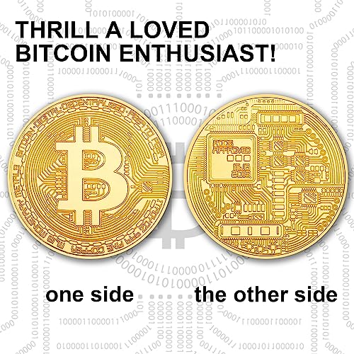 Cosbur 15Pcs Bitcoin Coin, Bitcoin Commemorative Coin, Blockchain Cryptocurrency, Collectible Coin with Protective Case, Gold Bitcoin Tokens, Home and Office Decoration (Gold)