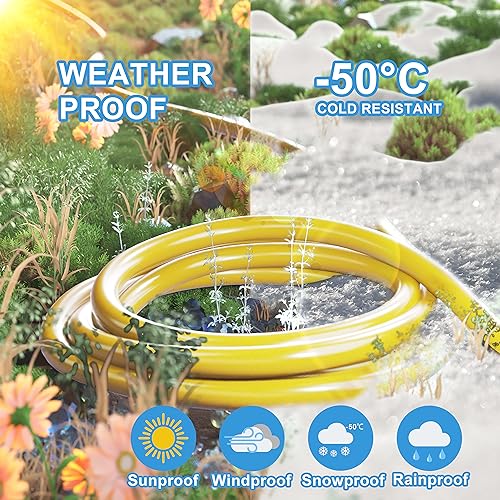 HUANCHAIN 50 FT 12/3 Gauge Heavy Duty Outdoor Extension Cord Waterproof with Lighted end, Flexible Cold-Resistant 3 Prong Electric Cord Outside, 15Amp 1875W 12AWG SJTW, Yellow, ETL