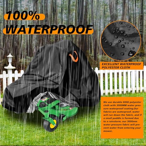 Zero-Turn Lawn Mower Covers,Waterproof Outdoor Riding Mower Cover,Fits up to 60" Decks Rider Lawnmower,Heavy Duty Anti-UV 600D Polyester Tractor Cover, Buckle Strap,79"Lx47"Wx55"H